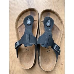 Betula (by Birkenstock) Gizeh Black Leather Sandals